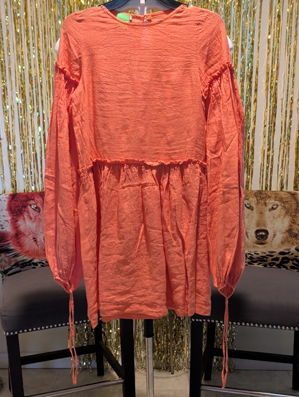 🔥Mini Linen Dress in Clic Mulberry XS TANGERINE ROMY DRESS, Size XS